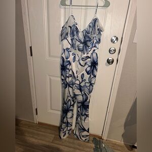 VENUS Blue and White Floral jumpsuit